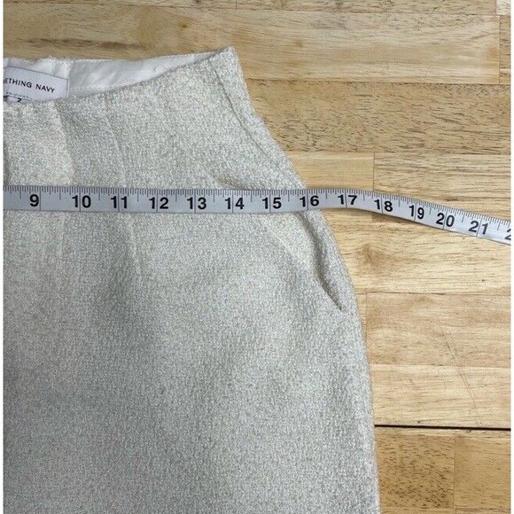 Something Navy Tweed Frayed Wide Leg Pants Ivory Coastal Bridal Chic Casual 2 - Picture 10 of 14